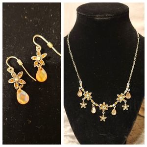 Pink Floral Earrings and necklace set